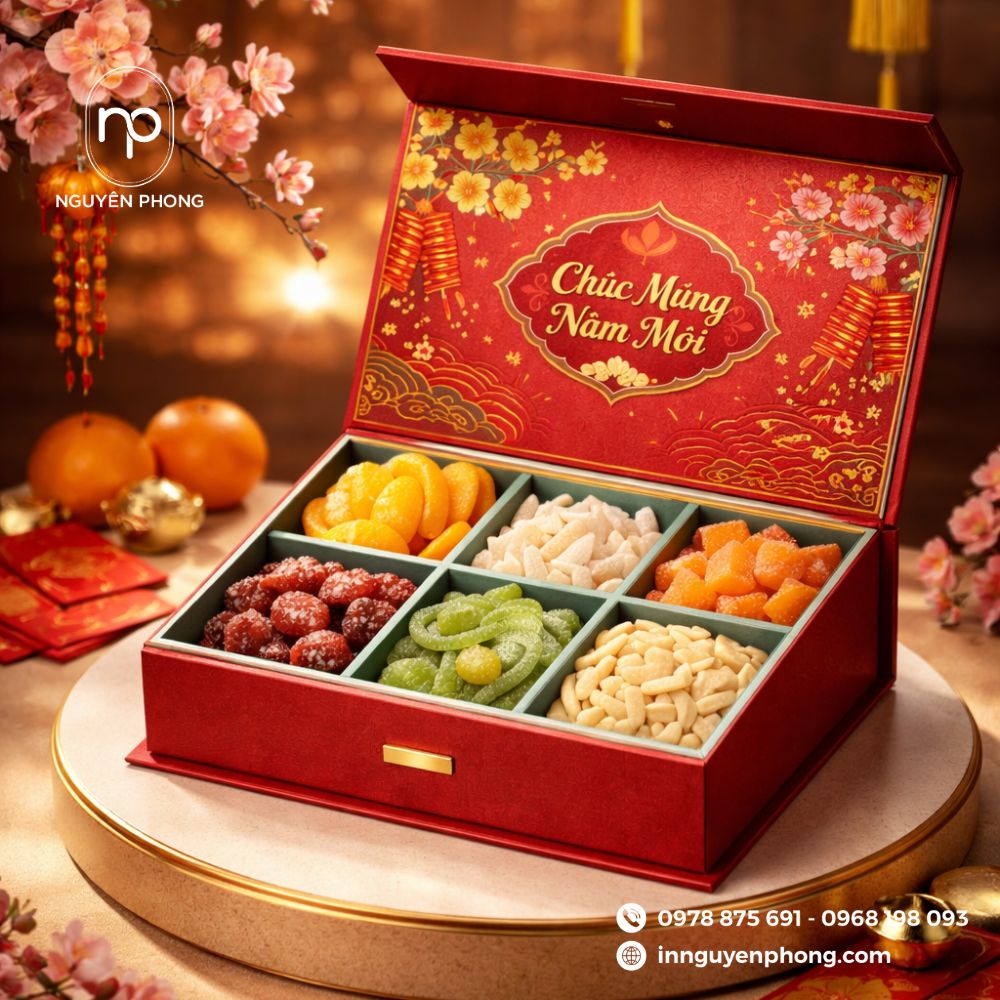 Hộp nam châm đựng  mứt Tết